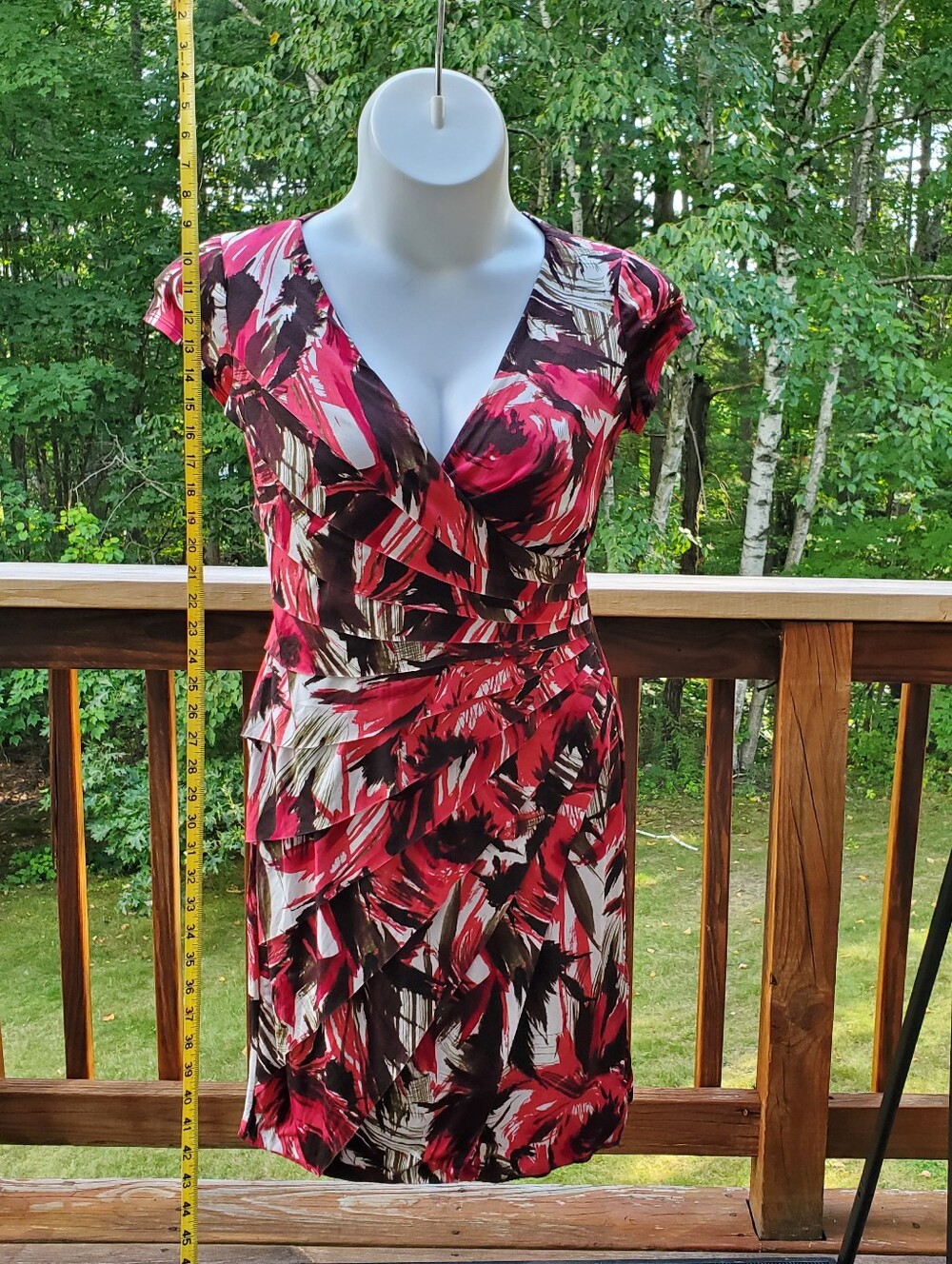 Women’s Red & Black Abstract Wrap Dress